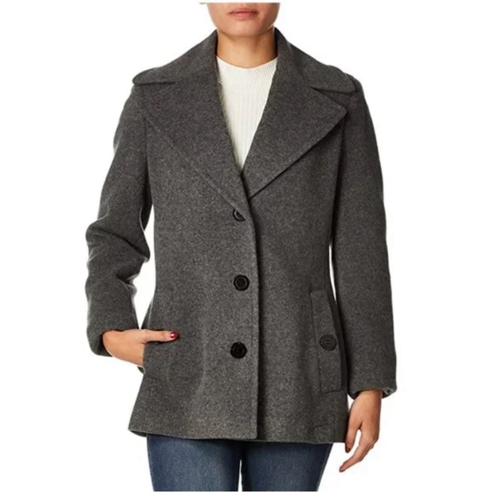 CALVIN KLEIN Women's Single Breasted Wool Blend Pea Coat Size SP